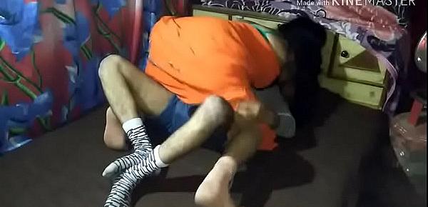  desi Sugandha fucking in orange saree  in hotel with her xvideos customer and loud moaning sex in room